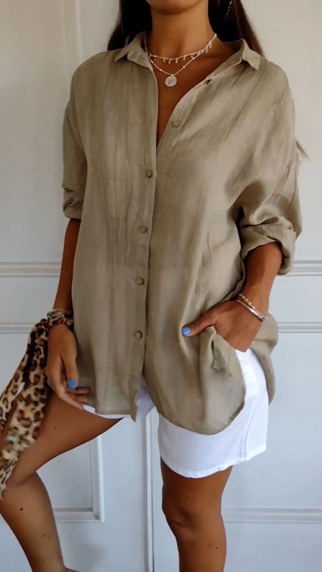 Reyanna™ | Single-breasted Pleated Lapel Shirt